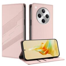 Per OPPO Find X8 Custodia per telefono in pelle retrò con portafoglio multifunzionale in rilievo (rosa)