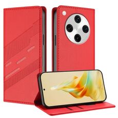Per OPPO Find X8 Pro Custodia per telefono in pelle retrò con portafoglio multifunzionale in rilievo (rosso)