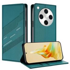 Per OPPO Find X8 Pro Custodia per telefono in pelle retrò con portafoglio multifunzionale in rilievo (verde scuro)