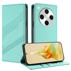 Per OPPO Find X8 Pro Custodia per telefono in pelle retrò con portafoglio multifunzionale in rilievo (verde menta)