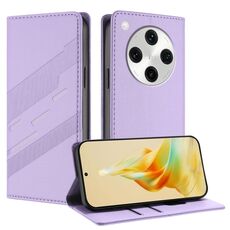 Per OPPO Find X8 Pro Custodia per telefono in pelle retrò con portafoglio multifunzionale in rilievo (viola chiaro)