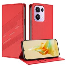 Per OPPO Reno13 Pro 5G Custodia per telefono in pelle retrò con portafoglio multifunzionale in rilievo (rosso)
