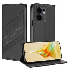 Per OPPO Reno13 F Custodia per telefono in pelle retrò multifunzionale in rilievo (nero)