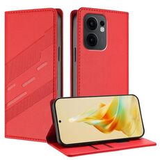 Per OPPO Reno13 F Custodia per telefono in pelle retrò multifunzionale con portafoglio in rilievo (rosso)