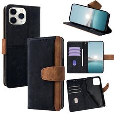 Per iPhone 11 Pro Max Custodia per telefono con blocco RFID in pelle con cuciture colorate (nero)