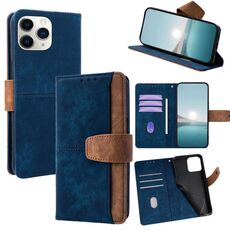 Per iPhone 11 Pro Max Custodia per telefono con blocco RFID in pelle con cuciture colorate (blu)