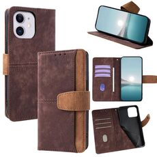 Per iPhone 11 Custodia per telefono con blocco RFID in pelle con cuciture colorate (marrone)