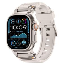 Per Apple Watch 46mm / 49mm / 45mm / 44mm Cinturino per orologio in TPU con connettore in acciaio inossidabile (Starlight)