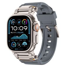 Per Apple Watch 46mm / 49mm / 45mm / 44mm Cinturino per orologio in TPU con connettore in acciaio inossidabile (grigio + titanio)