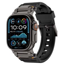 Per Apple Watch 42mm / 41mm / 40mm / 38mm Cinturino per orologio in TPU con connettore in acciaio inossidabile (nero + nero)