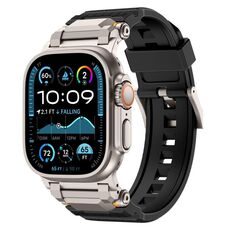 Per Apple Watch 42mm / 41mm / 40mm / 38mm Cinturino per orologio in TPU con connettore in acciaio inossidabile (nero + titanio)