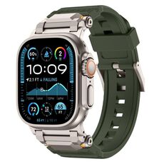 Per Apple Watch 42mm / 41mm / 40mm / 38mm Cinturino per orologio in TPU con connettore in acciaio inossidabile (verde + titanio)