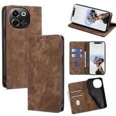 Per Tecno Pova 6 Neo 5G RFID Anti-furto Spazzola Magnetico Custodia in Pelle per Telefono (Marrone)