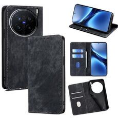 Per vivo X200 Pro 5G RFID Anti-furto Spazzola Magnetico Custodia in Pelle per Telefono (Nero)