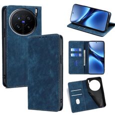 Per vivo X200 Pro 5G RFID Anti-furto Spazzola Magnetico Custodia in Pelle per Telefono (Blu)