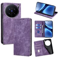 Per vivo X200 Pro 5G RFID Anti-furto Spazzola Magnetico Custodia in Pelle per Telefono (Viola)