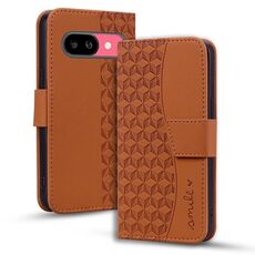Per Google Pixel 9a Business Diamond Buckle Custodia in pelle con cordino (marrone)