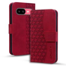 Per Google Pixel 9a Business Diamond Buckle Custodia in pelle con cordino (rosso vino)