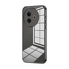 Per vivo Y39 5G Custodia per telefono con foro sottile e placcatura trasparente (nero)