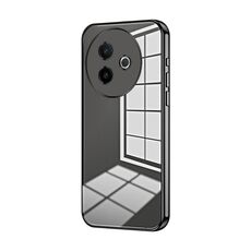 Per vivo Y300i Custodia per telefono con foro sottile e placcatura trasparente (nero)