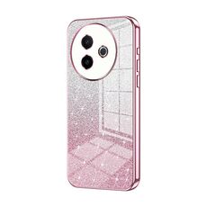 Per vivo Y300i Custodia per telefono elettrolitica con polvere glitterata sfumata (rosa)