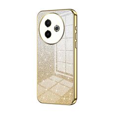 Per vivo Y300i Custodia per telefono elettrolitica con polvere glitterata sfumata (oro)