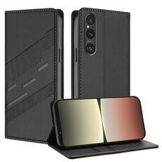 Per Sony Xperia 1 V 2023 Custodia per telefono in pelle retrò con portafoglio multifunzionale in rilievo (nero)