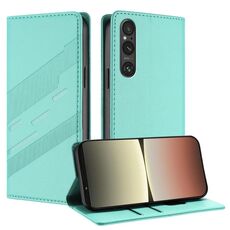 Per Sony Xperia 1 V 2023 Custodia per telefono in pelle retrò con portafoglio multifunzionale in rilievo (verde menta)