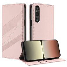 Per Sony Xperia 1 V 2023 Custodia per telefono in pelle retrò con portafoglio multifunzionale in rilievo (rosa)