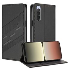 Per Sony Xperia 10 V 2023 Custodia per telefono in pelle retrò con portafoglio multifunzionale in rilievo (nero)