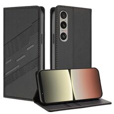 Per Sony Xperia 1 VI 2024 Custodia per telefono in pelle retrò con portafoglio multifunzionale in rilievo (nero)
