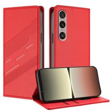 Per Sony Xperia 1 VI 2024 Custodia per telefono in pelle retrò con portafoglio multifunzionale in rilievo (rosso)