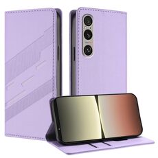 Per Sony Xperia 1 VI 2024 Custodia per telefono in pelle retrò con portafoglio multifunzionale in rilievo (viola chiaro)