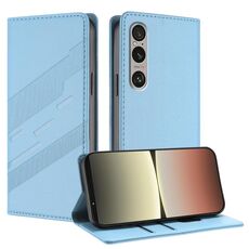Per Sony Xperia 1 VI 2024 Custodia per telefono in pelle retrò con portafoglio multifunzionale in rilievo (azzurro chiaro)