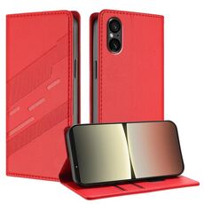 Per Sony Xperia 5 V Custodia per telefono in pelle retrò multifunzionale con portafoglio in rilievo (rosso)
