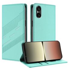 Per Sony Xperia 5 VI Custodia per telefono in pelle retrò con portafoglio multifunzionale in rilievo (verde menta)