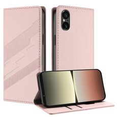 Per Sony Xperia 5 VI Custodia per telefono in pelle retrò multifunzionale in rilievo (rosa)