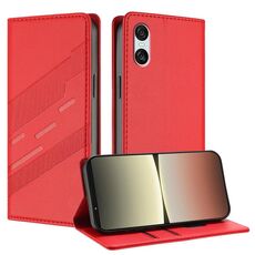 Per Sony Xperia 10 VI Custodia per telefono in pelle retrò multifunzionale in rilievo (rosso)