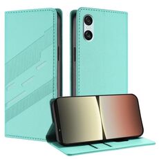 Per Sony Xperia 10 VI Custodia per telefono in pelle retrò con portafoglio multifunzionale in rilievo (verde menta)