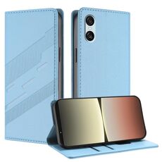Per Sony Xperia 10 VI Custodia per telefono in pelle retrò multifunzionale in rilievo (azzurro chiaro)