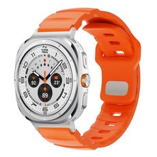 Per Samsung Galaxy Watch Ultra 47mm Silver Connector Reverse Buckle Fluororubber Watch Band (Arancione)