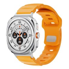 Per Samsung Galaxy Watch Ultra 47mm Silver Connector Reverse Buckle Fluororubber Watch Band (giallo)