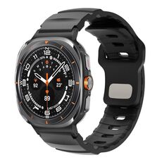 Per Samsung Galaxy Watch Ultra 47mm Nero Connettore Fibbia Inversa Cinturino Fluorogomma (Nero)