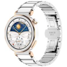 Cinturino per orologio in metallo bianco con fibbia a farfalla in lega di zinco da 18 mm (argento + bianco)