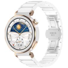 Cinturino per orologio in metallo bianco con fibbia a farfalla in lega di zinco da 18 mm (bianco)