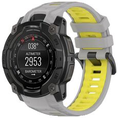 Per Garmin Instinct 3 AMOLED / Solar 50mm cinturino sportivo in silicone bicolore (grigio + giallo)