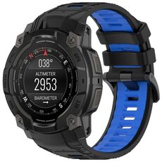Per Garmin Instinct 3 AMOLED / Solar 50mm cinturino sportivo in silicone bicolore (nero + blu)