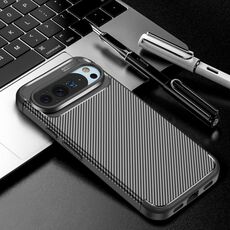 Per Google Pixel 10/10 Pro Custodia per telefono in TPU antiurto con trama in fibra di carbonio (nero)