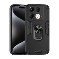 Per Infinix Note 40S Custodia antiurto in metallo con anello per telefono (nero)