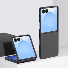 Per Samsung Galaxy Z Flip7 Custodia protettiva antiurto per PC con copertura completa in pelle (nera)